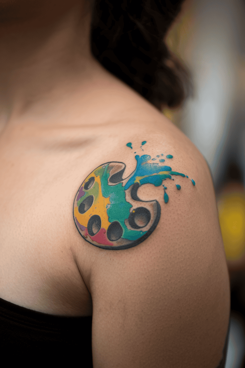 Artistic Paint Palette with Splashes Tattoo