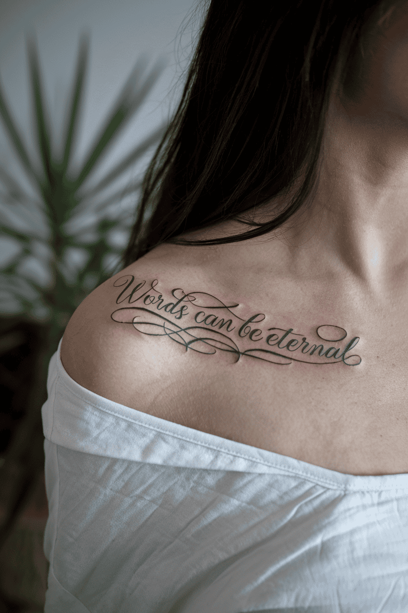 Favorite Quote in Elegant Script Tattoo