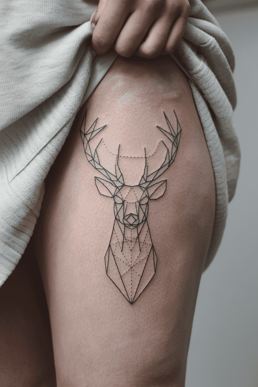Geometric Deer Silhouette Tattoo
