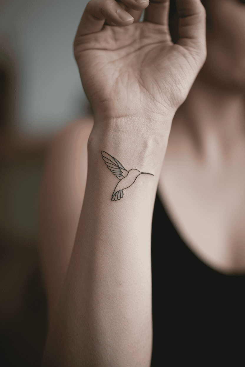 Minimalist Hummingbird Tattoo