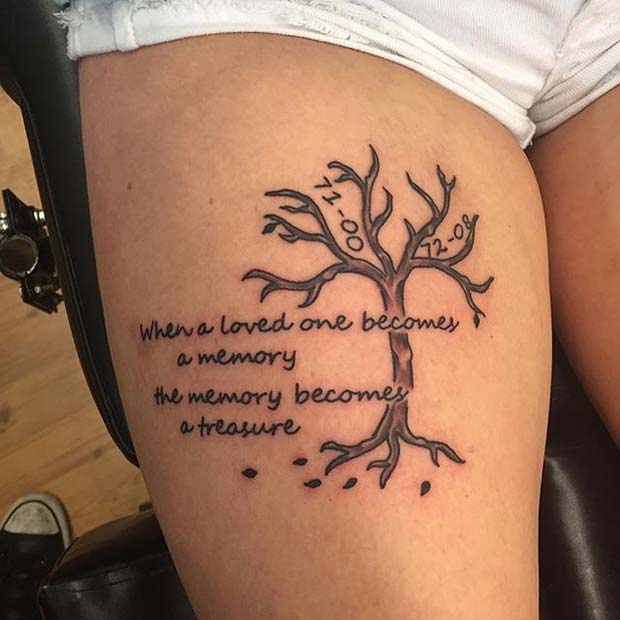 Memorial Thigh Tattoo Idea