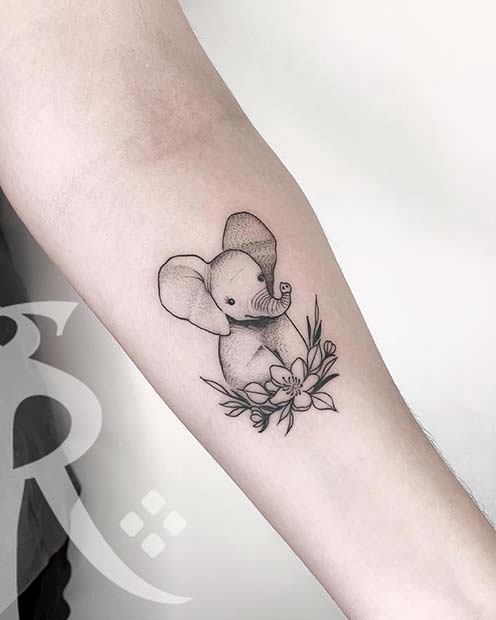 Adorable Elephant Tattoo