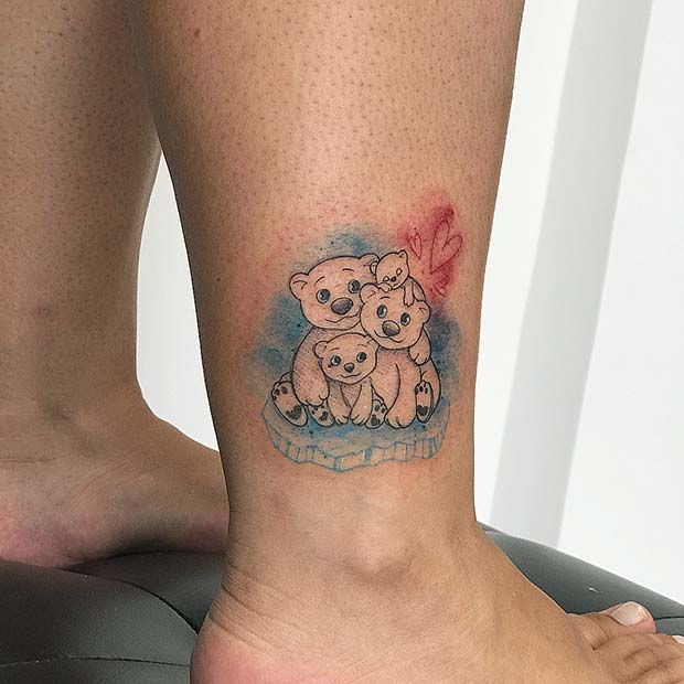 Adorable Bear Family Tattoo 