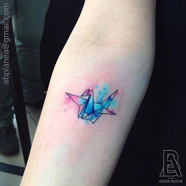 Colorful Origami Arm Tattoo