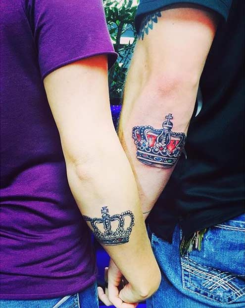 Matching King and Queen Tattoos for Couples