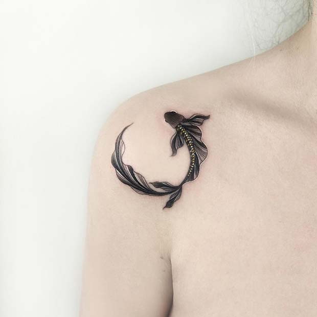 Koi Fish Shoulder Tattoo