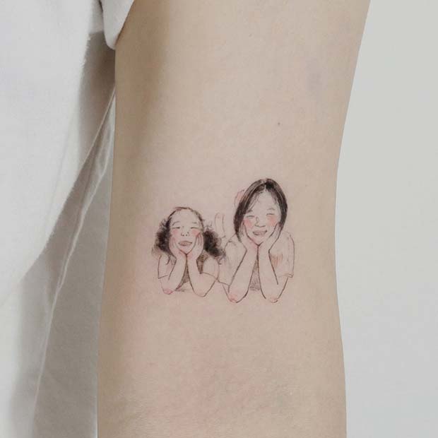Beautiful Family Illustration Tattoo Idea
