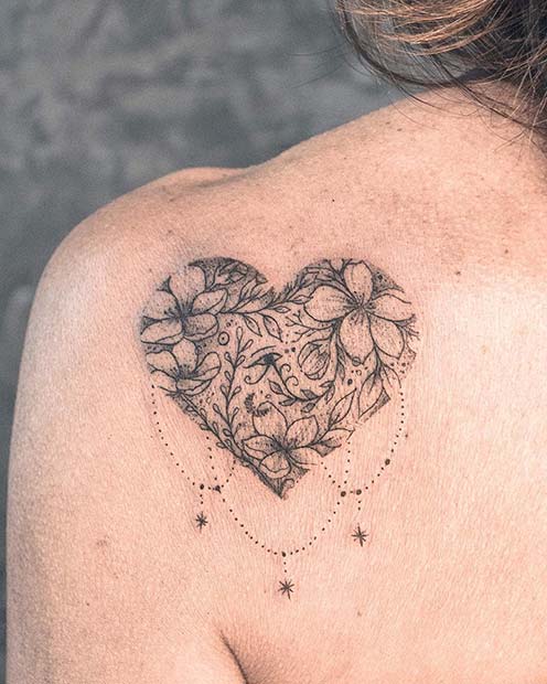 Beautiful Heart Shoulder Tattoo