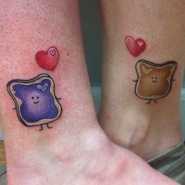 Cute Peanut Butter and Jelly Tattoos