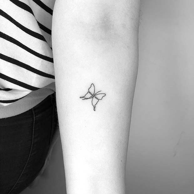Small, Black Ink Butterfly Tattoo