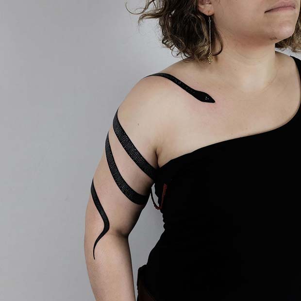 Black Snake Arm Tattoo