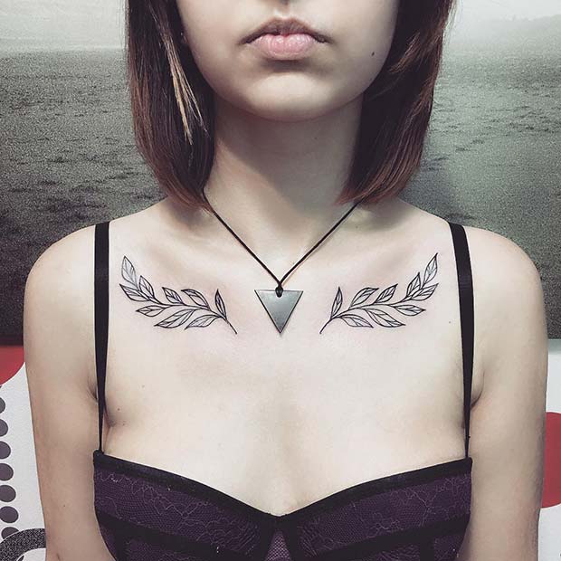 Botanical Collar Bone Tattoos