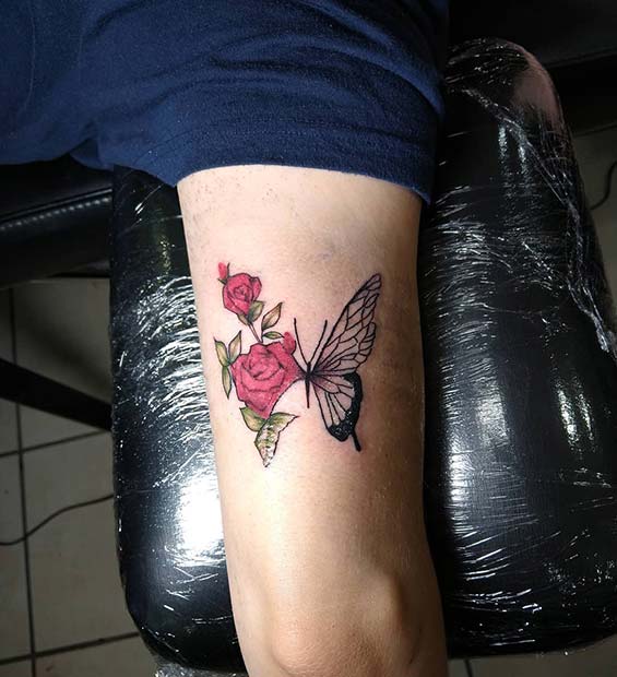 Butterfly with Roses