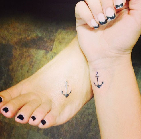 Small Anchor Matching Tattoos
