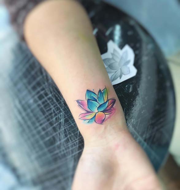 Colorful Lotus Tattoo Design