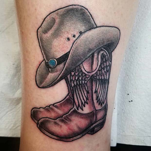 Cowboy Boots and Hat Tattoo