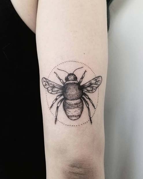 Big Bumble Bee Arm Tattoo Idea