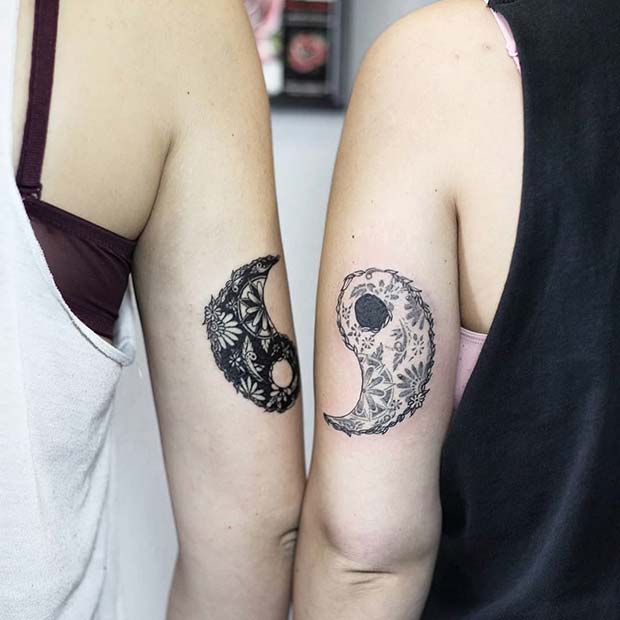 Unique Yin and Yang Tattoo Idea for Friends