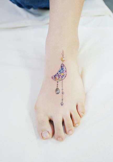 Crystal Moon Tattoo Design