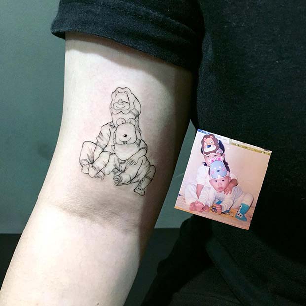 Cute and Unique Family Portrait Tattoo Idea