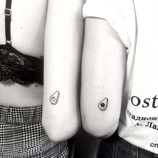 Cute Best Friends Avocado Tattoos