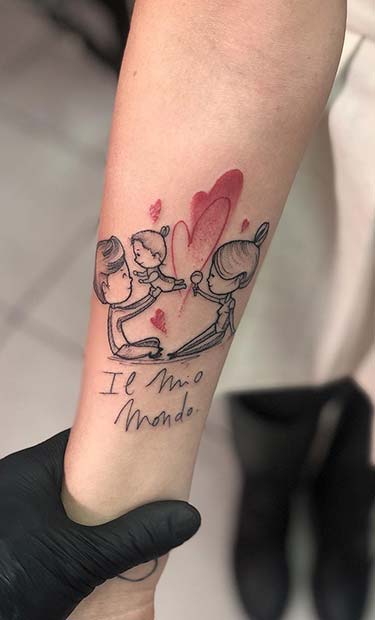 Cute Family Drawing Tattoo Idea