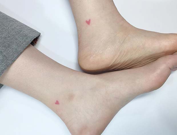 Tiny Pink Heart Tattoos