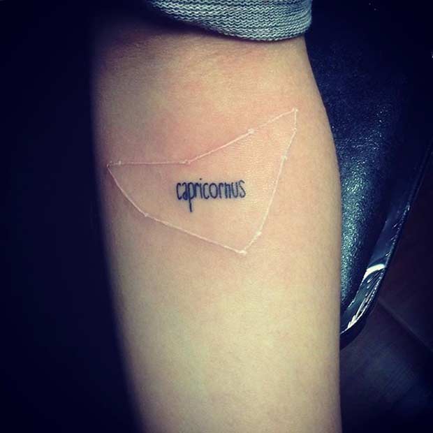 White Ink Capricornus Constellation Tattoo