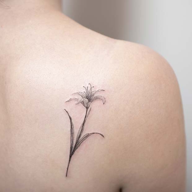 Simple and Delicate Lily Tattoo