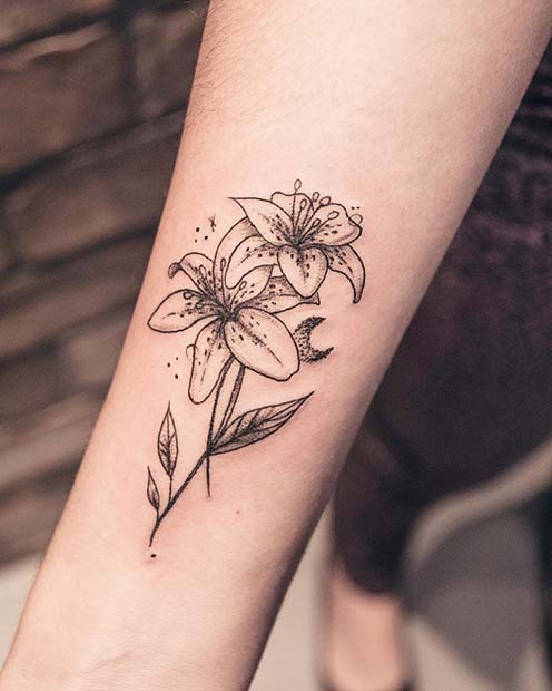 Double Lilies Flower Tattoo