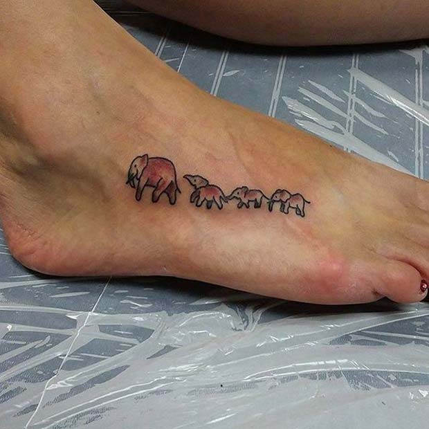 Elephants in a Line Tattoo for Elephant Tattoo Ideas