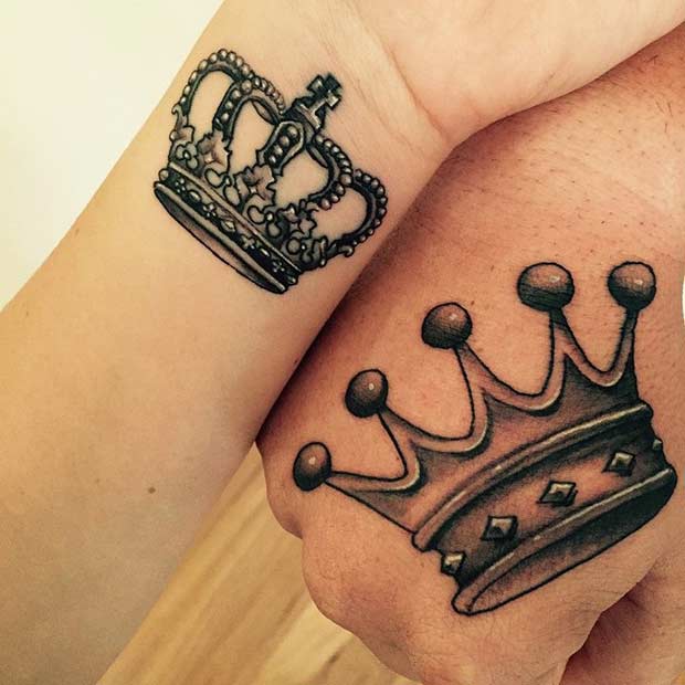 Crown Tattoo Design for Couples