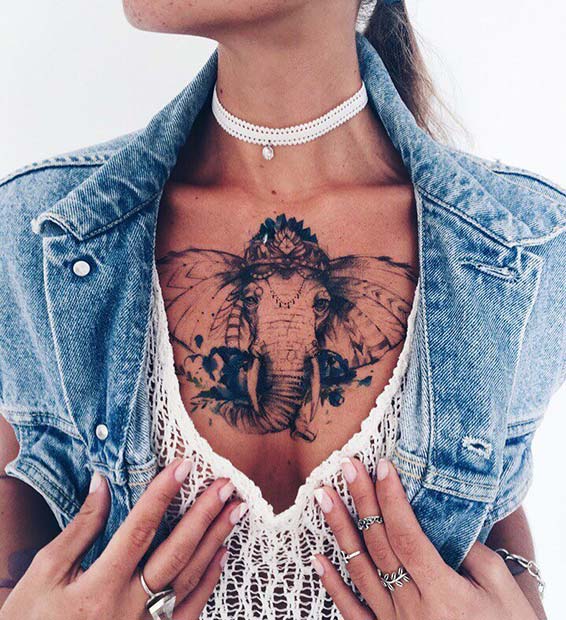 Elephant Chest Tattoo