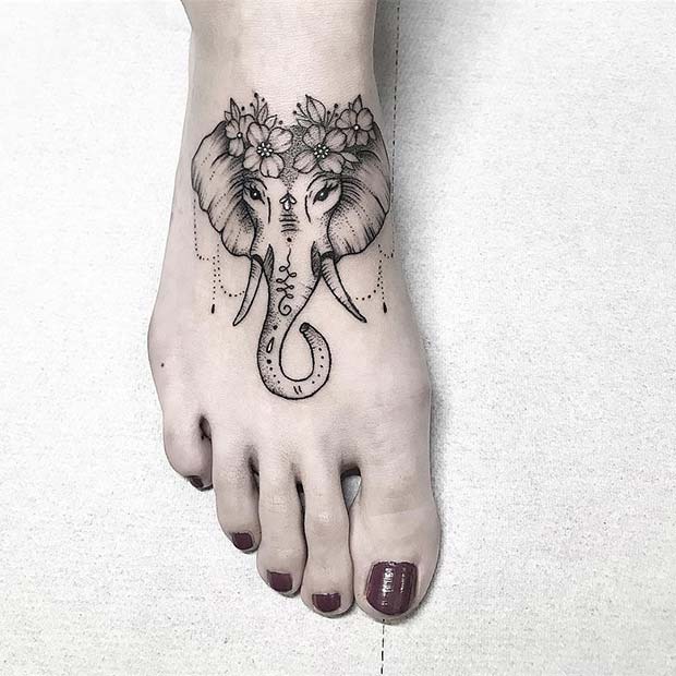 Elephant with a Floral Crown