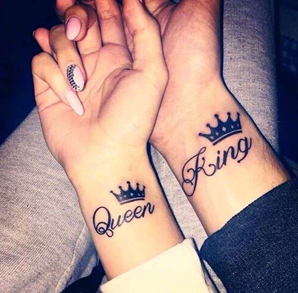Cute King Queen Wrist Tattoos