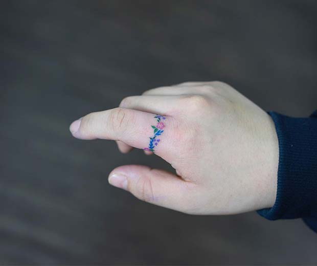 Floral Finger Tattoo
