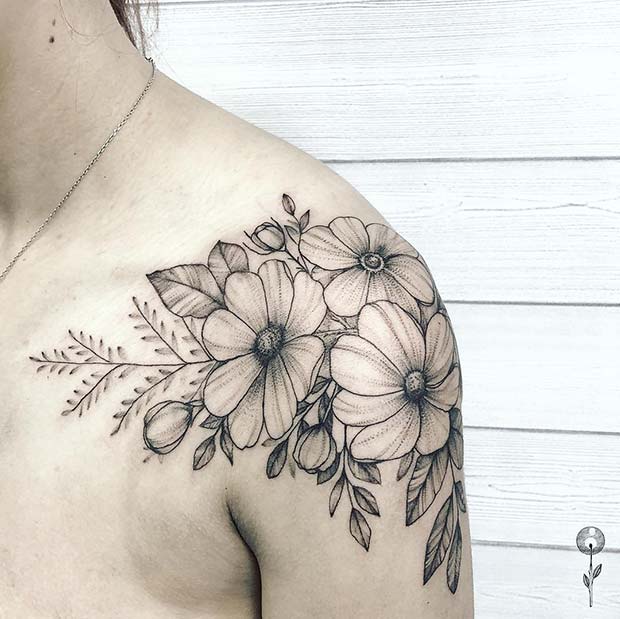 Flower Shoulder Tattoo Design