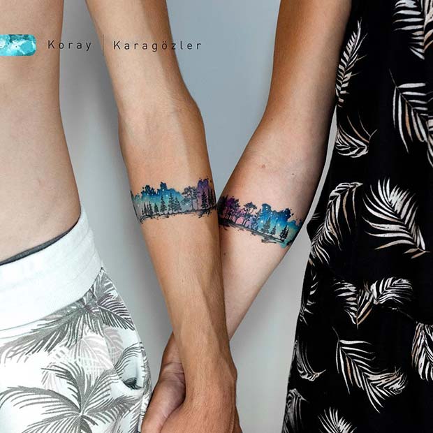 Watercolor Forest Tattoo Design