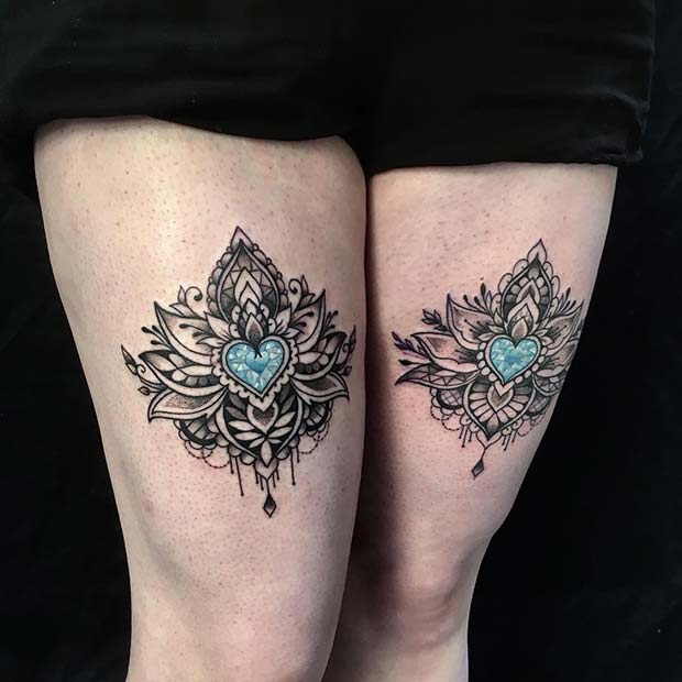 Matching Gem Thigh Tattoos