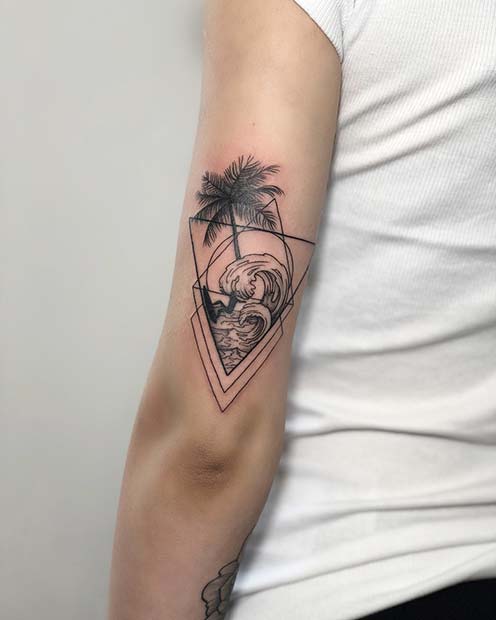 Geometric Beach Tattoo Idea