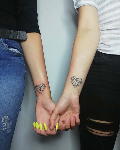 Geometric Heart Tattoo Design