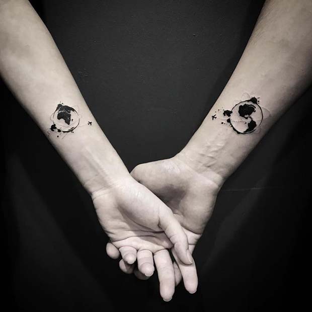 Matching Globetrotting Tattoos