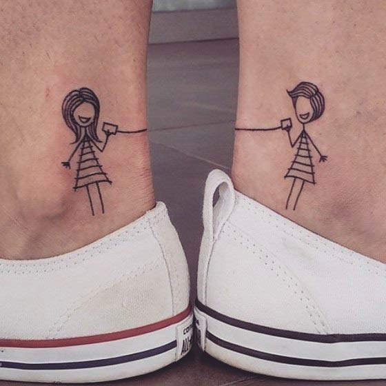 Connecting Ankle Tattoos for Sisters