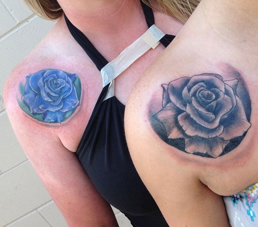 Mother Daughter Big Rose Tattoos