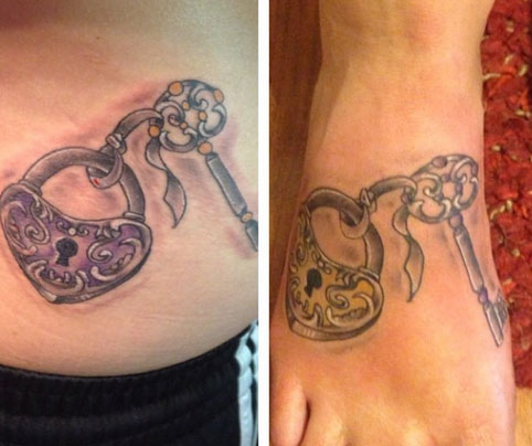 Heart Lock and Key Tattoos