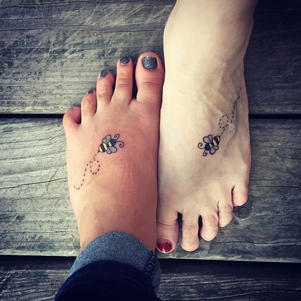 Cute Matching Bee Tattoos