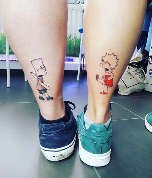 Lisa and Bart Simpson Tattoos