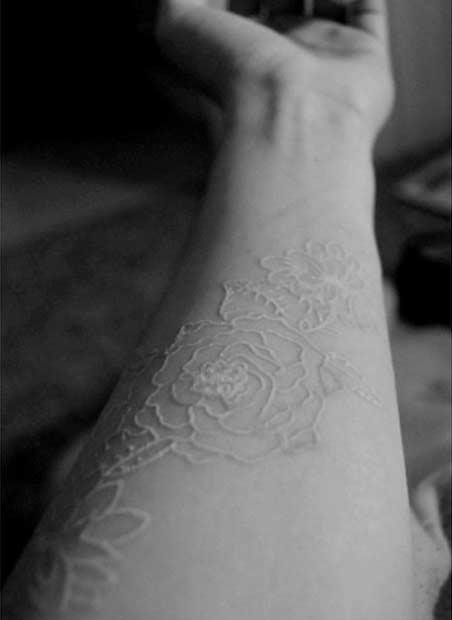 White Ink Rose Tattoo