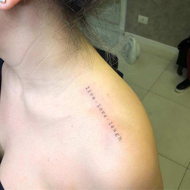 Live, Love, Laugh Shoulder Tattoo