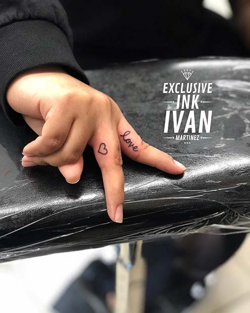 Love and Heart Finger Tattoos